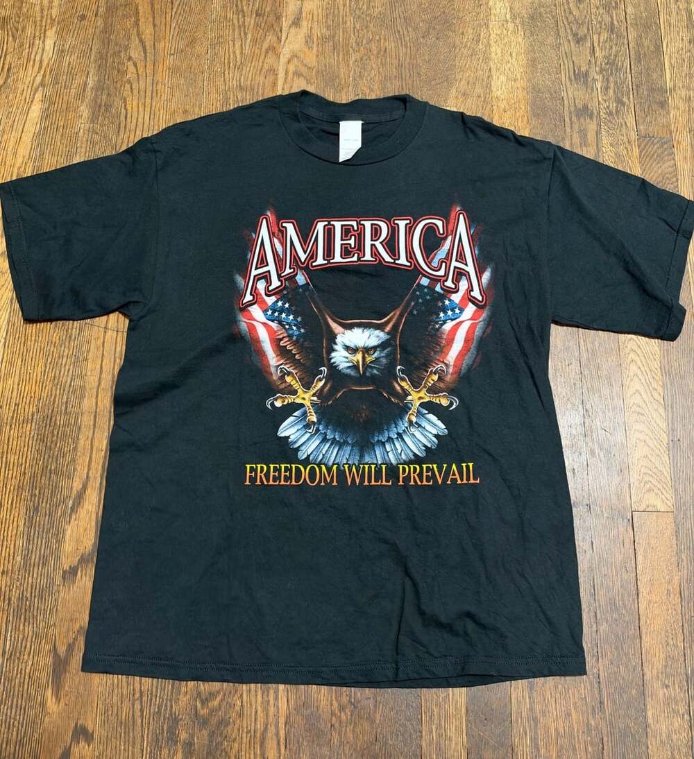 Vintage America Freedom Will Prevail Graphic T-Shirt Black XL